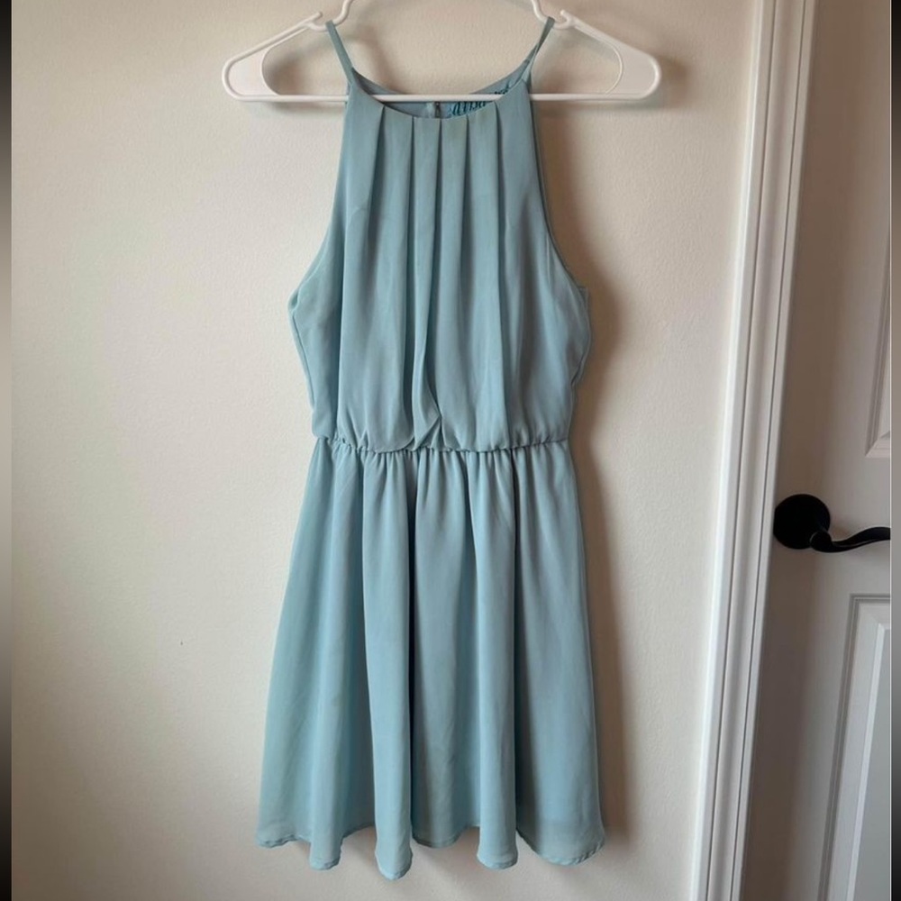 Light Blue Cinched Waist Mini Dress, size small